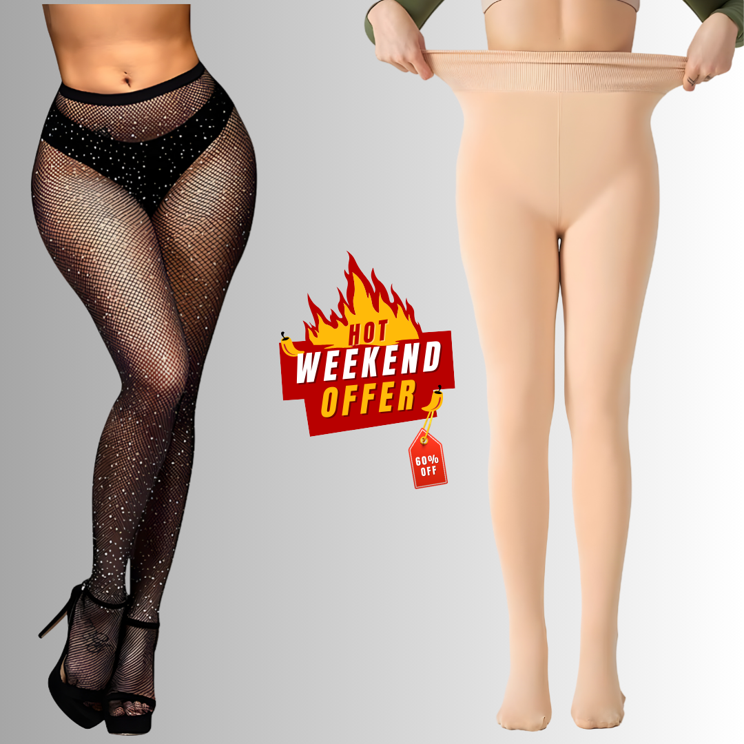Cozy Combo: Winter Thermal Leggings & Sparkle Fishnet Tights for Women –