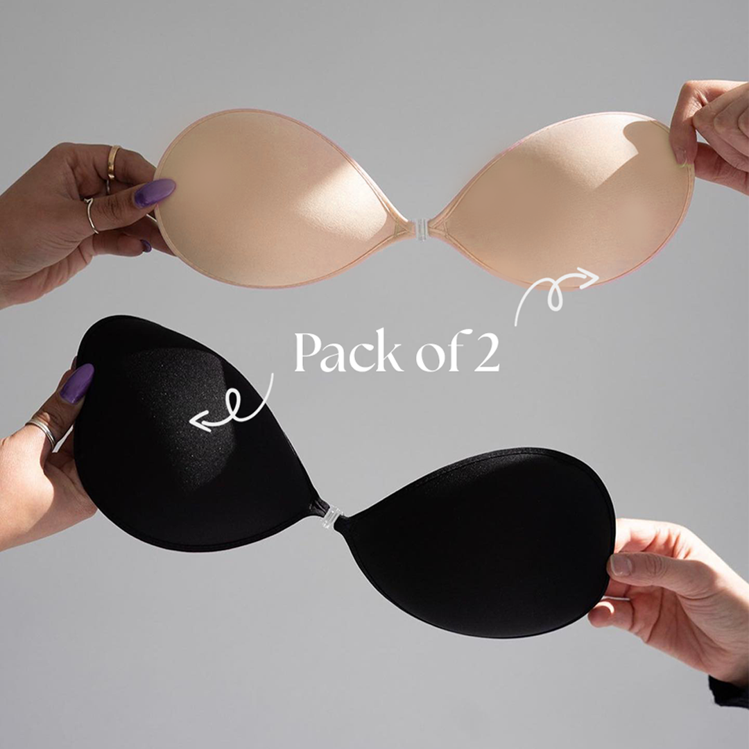 2 Pack Strapless Backless Bra Push-up Sticky Adhesive Bras for Women